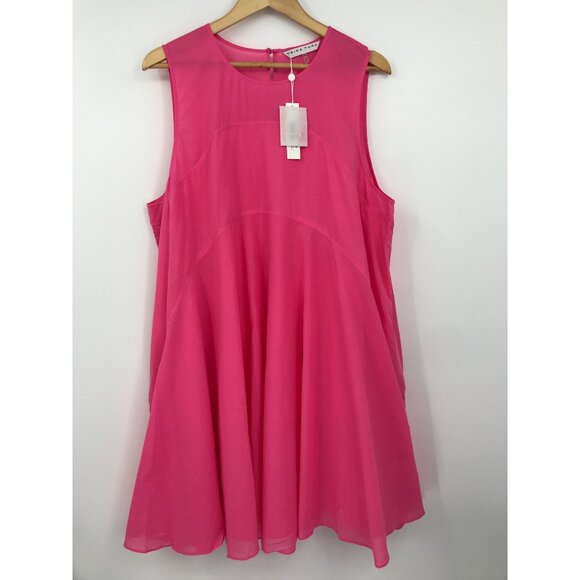 Trina Turk Mauvie Swing Trapeze Dress Sleeveless Lightweight Cotton Pink XXL NEW - Picture 3 of 10